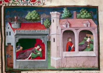Gallant scene: two couples talking