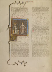 Solomon with a Crowned Female Figure Holding a Wheel Illustrating the Turning of the Seasons
