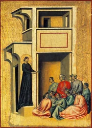 Saint Cecilia converting soldiers of prefect (detail), circa 1304, by Master of Saint Cecilia