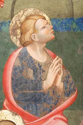 The Pentecost (detail with a praying saint), c.1420