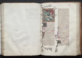 The Gotha Missal: Fol. 103r, St. Andrew Being Tied to the Cross, c. 1375