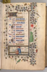Hours of Charles the Noble, King of Navarre 1361-1425: fol. 8r, August, c. 1405