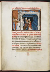 The Bishops of Reims and Beauvais raising the King from the thalamus, from 
