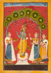 Krishna Fluting, Folio from a Dasavatar Series, ca. 1730