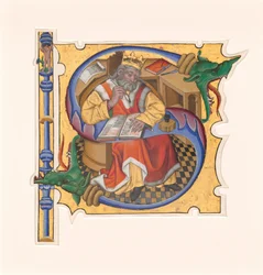 Initial S with King David as Scribe