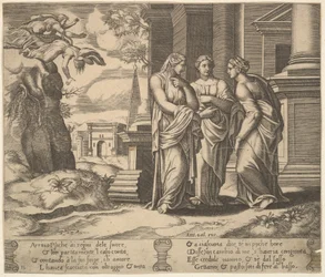 Plate 15: Psyche Relating Her Misfortunes to Her Sisters, from The Fable of Psyche