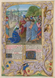 The Temporale; Lent II. The woman of Canaan pleads with Christ to cast out the devil from her daughter. Text with decorated initials 