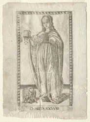 Charity from the Tarocchi, series B: Cosmic Principles & Virtues, #38, before 1467