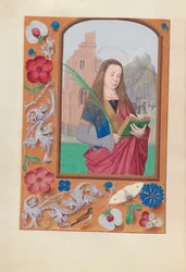 Hours of Queen Isabella the Catholic, Queen of Spain: Fol. 191v, St. Barbara
