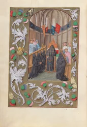 Hours of Queen Isabella the Catholic, Queen of Spain: Fol. 219v, Funeral Service, c. 1500