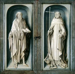 St Paul and St Benedict, closed panels of the Triptych of the Annunciation, c.1483