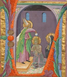 Initial L: The Baptism of Saint Augustine