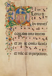 Manuscript Leaf with the Trinity in an Initial G, from an Antiphonary
