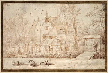 A country house, with cattle in the foreground