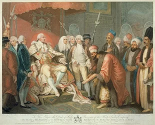 His Majesty and Officers of State Receiving the Turkish Ambassador and Suit