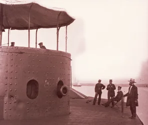 Crew on the deck of the USS Monitor, c.1862