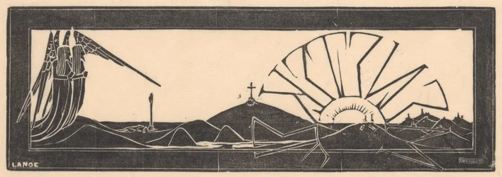Winged Figures in a Hilly Landscape