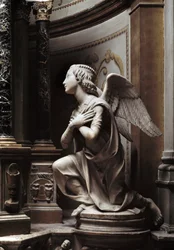 Angel in Adoration, marble sculpture by Matteo Civitali