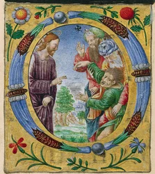 Cutting from a Missal: Initial O with Christ Performing an Exorcism, c. 1520