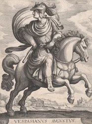 Emperor Vespasian on Horseback, from the series The First Twelve Roman Caesars, plate 1..., 1610-50