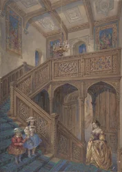 Design for a Jacobean-style Staircase (recto), Architectural Element Design (verso)