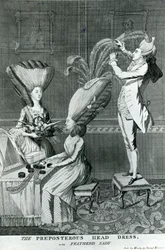 The Preposterous Head Dress, or the Feathered Lady
