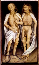Deceased Lovers, an Aged Couple with Bodies in Decomposition Transpierced by Snakes and Covered with Insects Remind Adam and Eve