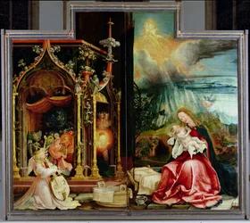The Isenheim Altarpiece. Central Panel: Concert of Angels and Nativity