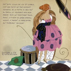 Woman in Front of Her Mirror, Advertisement for Revillon Furs, c. 1920-1930 (Illustration)