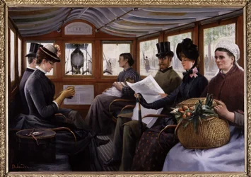 Passengers in an Omnibus, c.1900