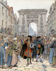 At the Porte Saint-Denis in Paris, the marechal of Boufflers (Louis Francois de Boufflers)