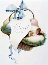 April “La Chanson du mois” by Jérôme Doucet, illustration - Maurice Leloir, ed. Reims 1904. L. Michaud
