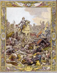 Prince Louis II of Bourbon Conde, known as the Grand Conde, Duke of Enghien greeting the corpse of the Count of Fontaine at the Battle of Rocroi against the Spaniards, May 19