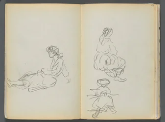 Sketchbook - The Granite Shore Hotel, Rockport, page 048 & 49: Seated Female Figures