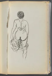 Sketchbook- The Granite Shore Hotel, Rockport: Nude Female Seen from Behind
