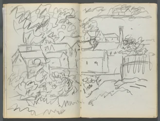Sketchbook, The Dells: Landscape with Houses