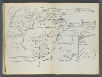 Sketchbook, The Dells, No. 127, page 108 & 109: Landscape with Houses