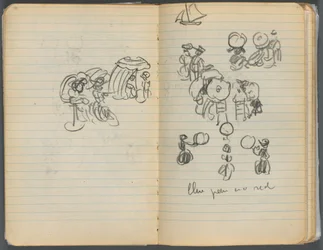 Sketchbook, page 110 & 111: Study for Figures on a Beach