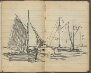 Sketchbook, page 156 & 157: View of Sailboats