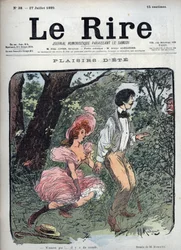 Summer Pleasures - Two Lovers Are Surprised in a Forest by a Passerby - Illustration by Maurice Radiguet for the French Magazine 