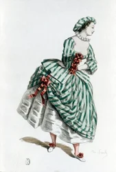 Costume and Mask of Colombine in 1855