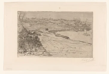 Landscape with Houses and Water with Moored Sailboats