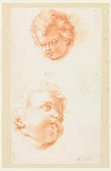 Drawing, Studies: Two Heads of Children, Late 18th Century
