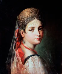 Portrait of a Young Woman in Sarafan and Kokoshnik