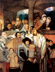 Jews praying in the Synagogue on Yom Kippur, 1878