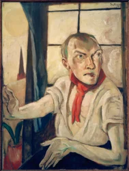 Self-Portrait with Red Scarf