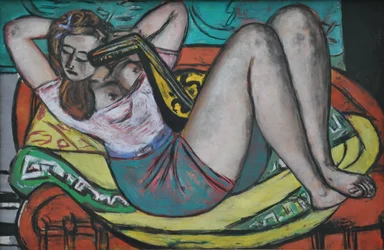 Woman with Mandolin in Yellow and Red