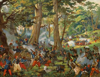 French and German Infantry Fighting in a Forest, Battle of Sedan