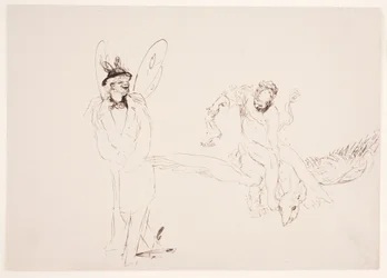 "Path of Defilement" - Man with Butterfly Wings (Self-Portrait?) and Woman on Flying Fantasy Creature
