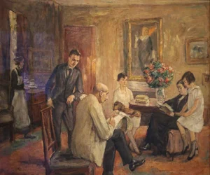 Liebermann Family. The Artist Sketching in the Circle of His Family